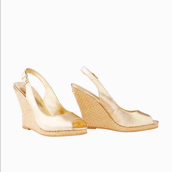 Lilly Pulitzer Shoes - Lilly Pulitzer Gold Kristin Wedge Sz 7